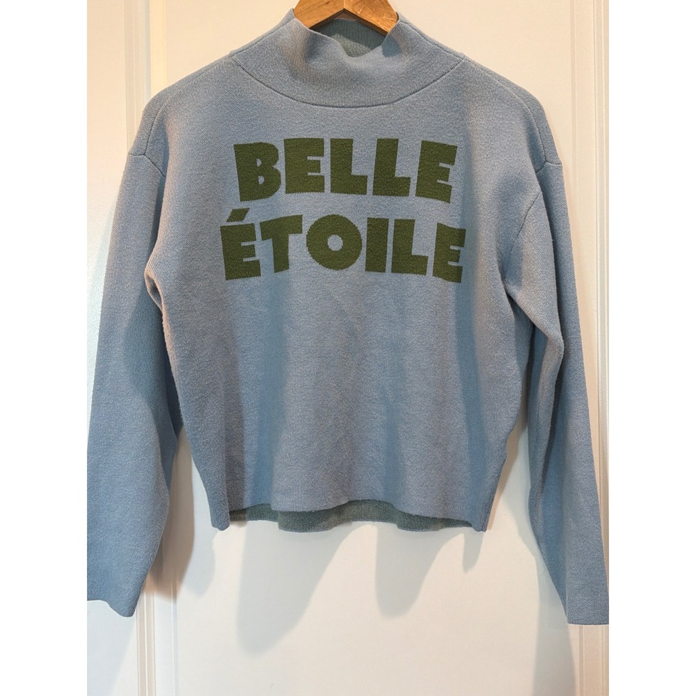 Maeve Anthropologie Belle Etoile Mock Neck Sweater Blue XXS Graphic Pullover